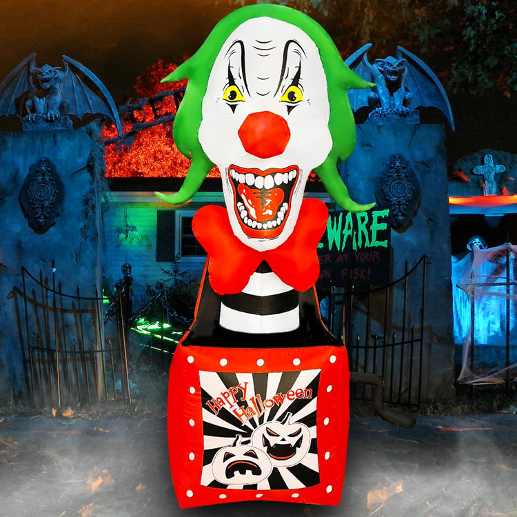 5 FT Halloween Inflatable Clown in The Box LED Lighted