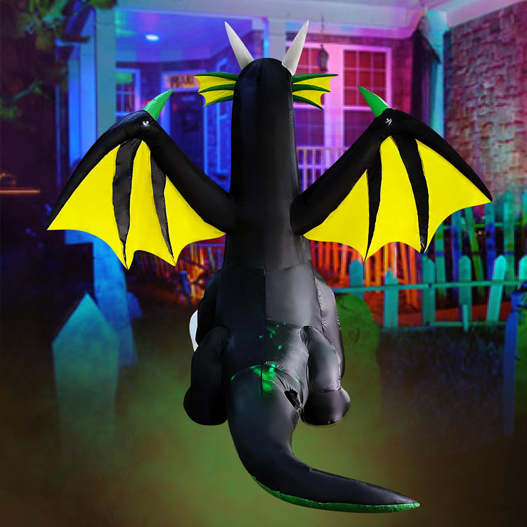 8 FT Halloween Inflatable Dragon Flash LED Lighted Blow Up Decoration