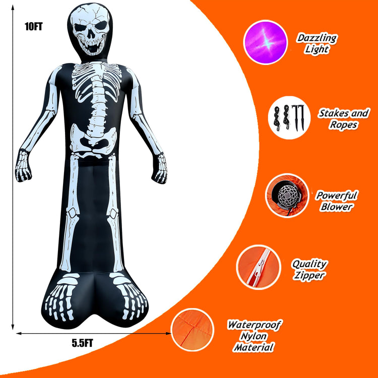 10 FT Halloween Inflatable Skeleton LED Lighted Blow Up Decoration