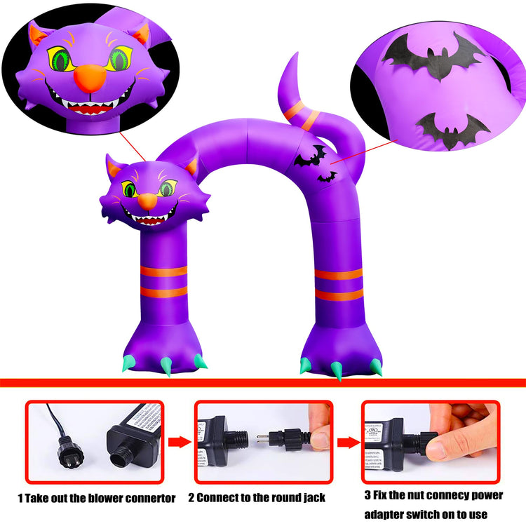 9 Ft Halloween Inflatable Spooky Cat Archway Decoration