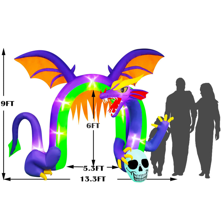 9 Ft Halloween Inflatable Dragon Archway Decoration Blow up Decor