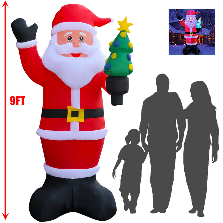 9Ft SeasonBlow Inflatable Christmas Santa Claus holding Christmas tree