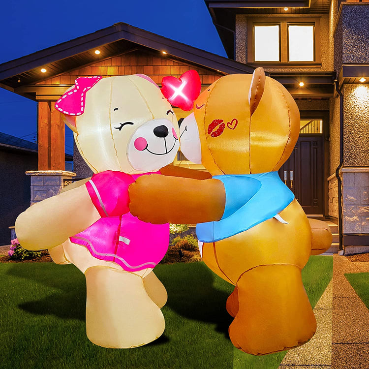 4 FT Inlflatable Valentine's Day Kiss Couple Bear LED Lighted Decoration