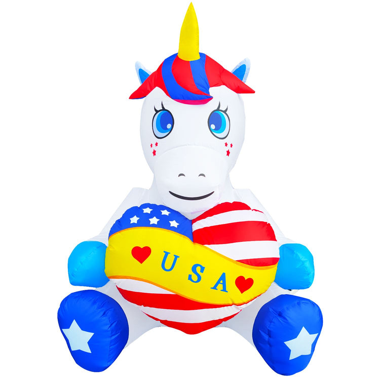 4Ft SeasonBlow Inflatable Independence Day Unicorns Hugging Love.