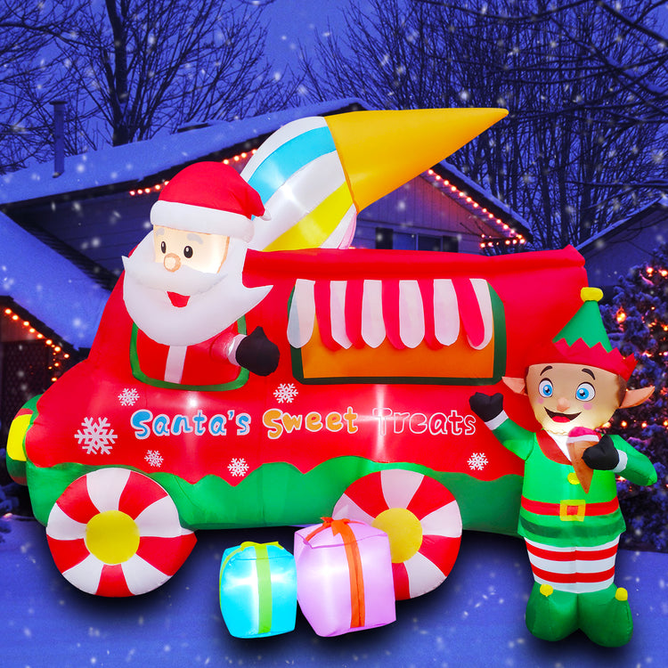 9 ft Inflatable Christmas Christmas Ice Cream Truck Decoration LED Lighted for Lawn Yard