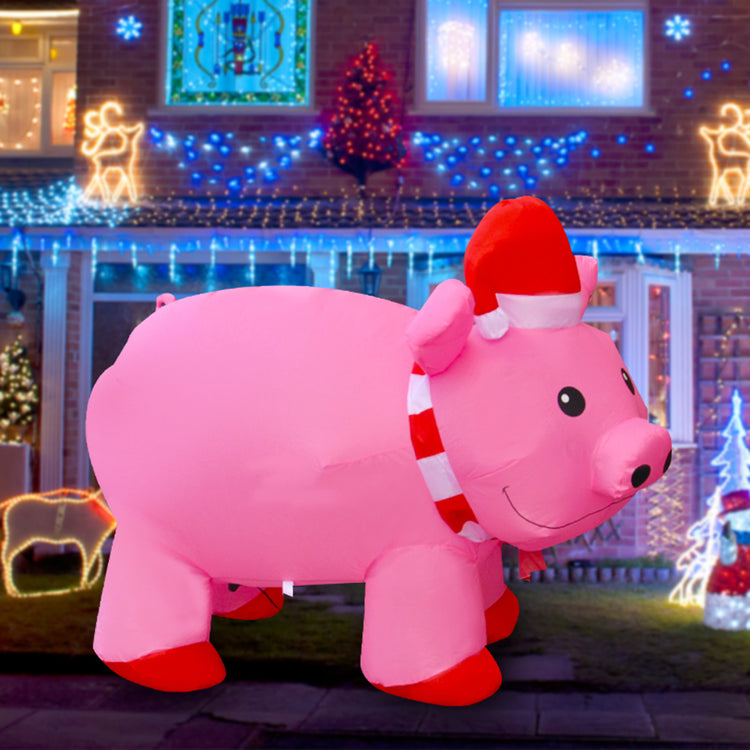 4ft SeasonBlow Inflatable Christmas Pink Pig