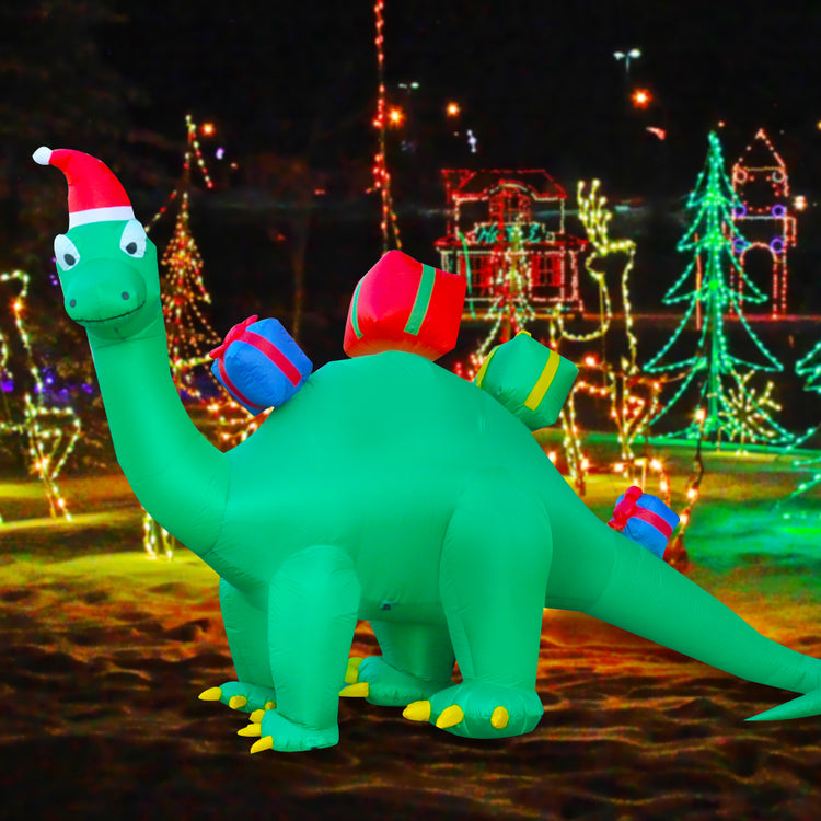 11 FT SeasonBlow Inflatable Christmas Brachiosaurus Gift Box