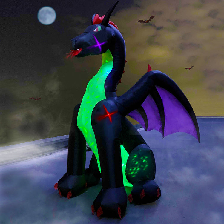 9Ft Seasonblow Halloween Inflatable Sitting Green Dragon