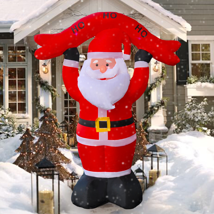 6Ft Seasonblow Inflatable Christmas Santa Claus holding banner