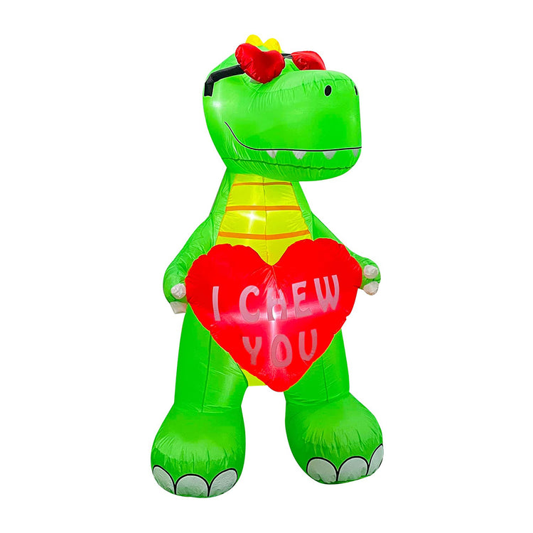 6 FT Inlflatable Valentine's Day Dinosaur with Heart LED Lighted Decoration