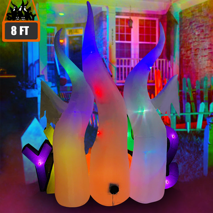 8Ft Seasonblow Halloween Inflatable White Ghost Family