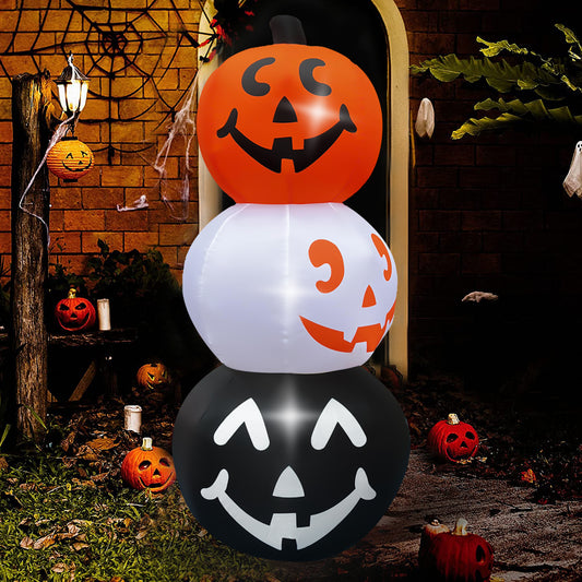 5FT Halloween Inflatables Stacked Pumpkins Decoration, Halloween Blow Up Yard Decor Halloween Inflatable Clearance Build-in LED Lights for Holiday Lawn Party Garden