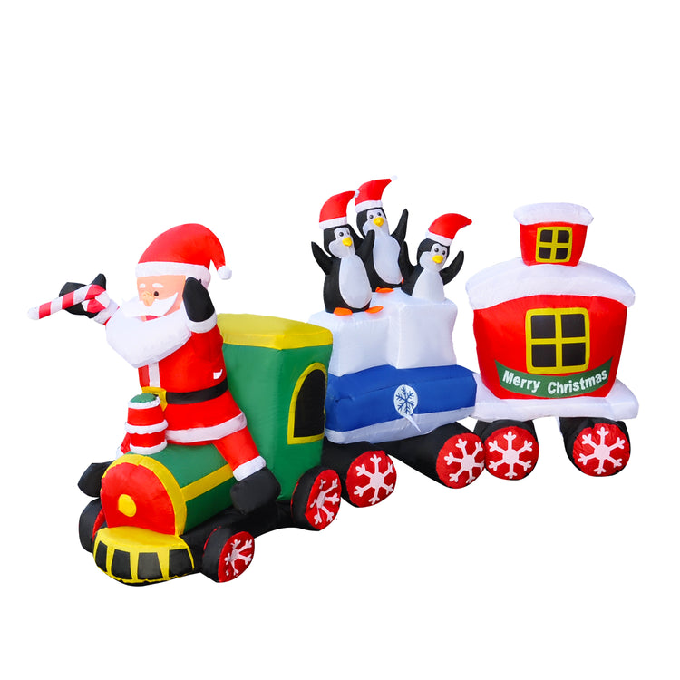 8Ft SeasonBlow Inflatable Christmas Santa Claus Drives The Train