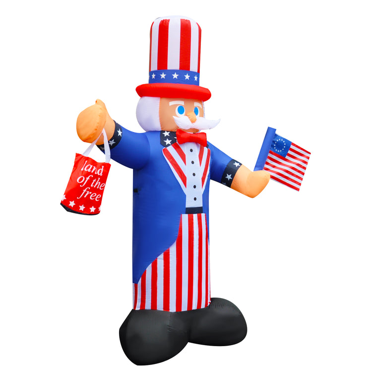 7 Ft SEASONBLOW Independence Day Inflatable Uncle Sam Decorations