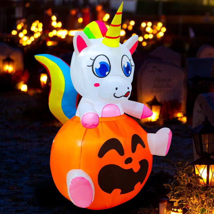 5Ft Seasonblow Halloween Inflatables Cute Pumpkin Unicorn