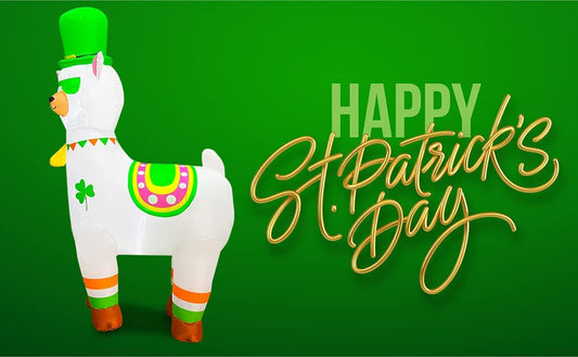 5ft Inflatable St. Patrick's Day Cute Sainte Alpaca Decoration, LED Blow Up Lighted Decor Indoor Outdoor