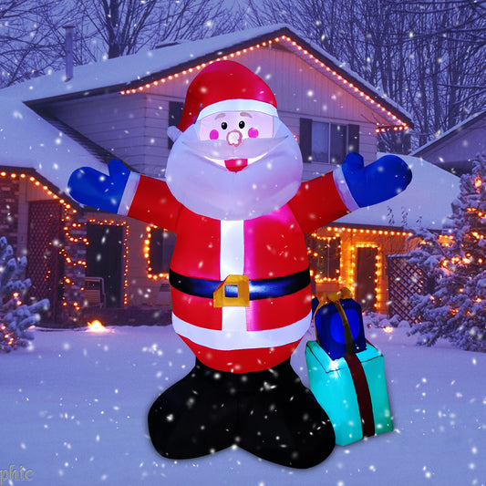 8Ft Seasonblow Inflatable Christmas Blue Glove Santa Claus