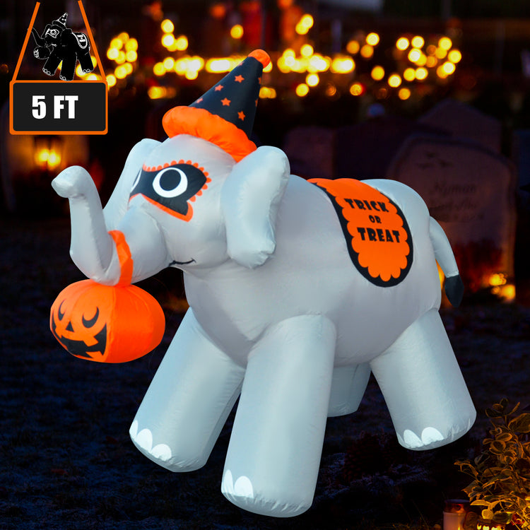 5 Ft Seasonblow Inflatable Halloween little elephant trunk hanging pumpkin