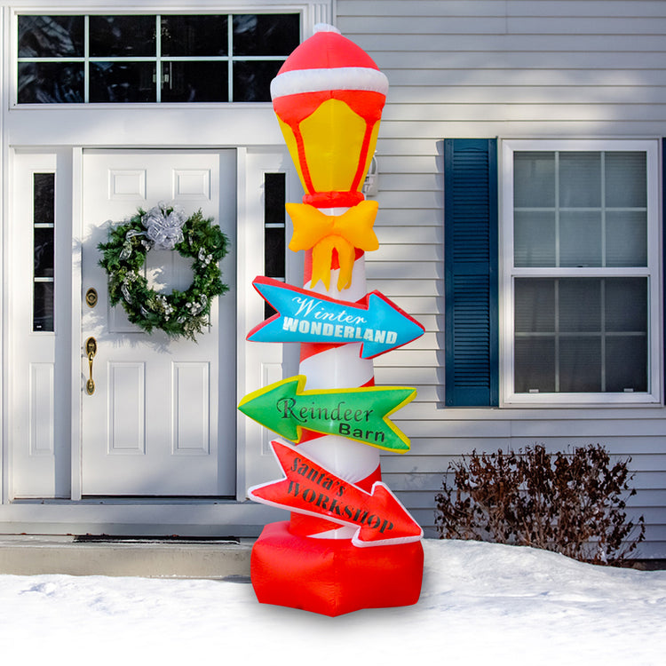 6Ft Seasonblow Inflatable Christmas street sign with three arrows