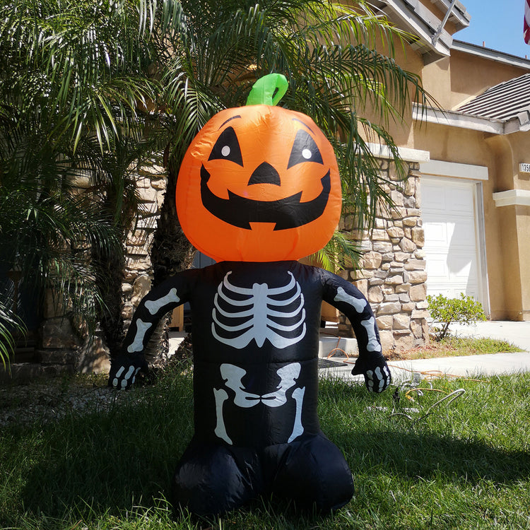 4 Ft Seasonblow Inflatable Halloween Skeleton Pumpkin Man