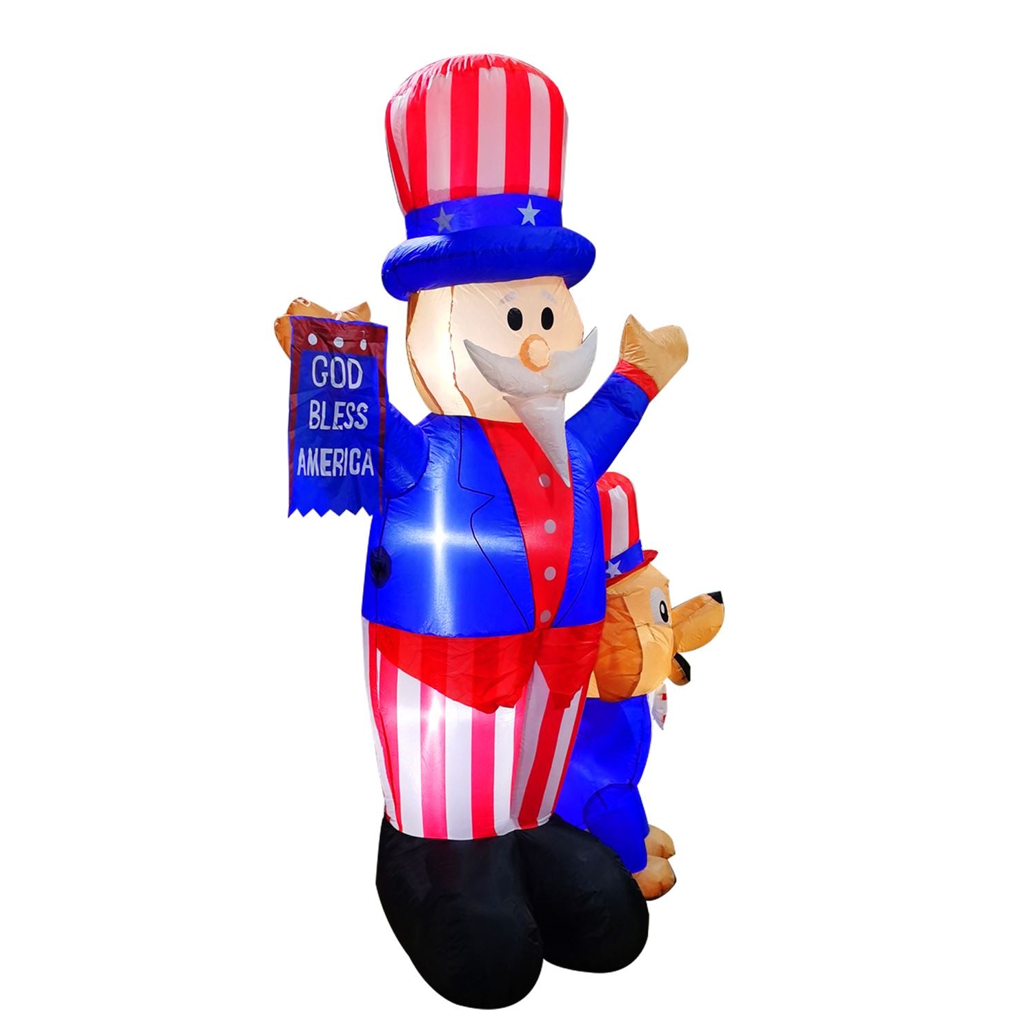 7Ft Seasonblow Inflatable Independence Day Uncle Sam With Dog.