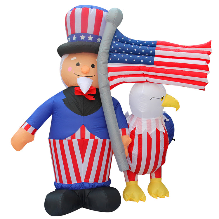 6Ft SeasonBlow Inflatable Independence Day Uncle Sam and the Eagles