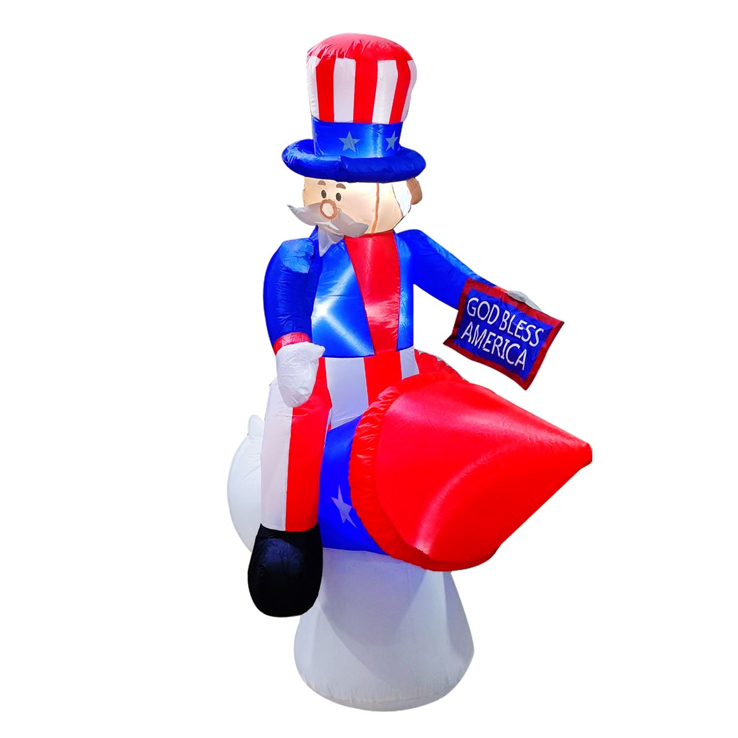 6Ft Seasonblow Inflatable Uncle Sam with Rocket on Independence Day.