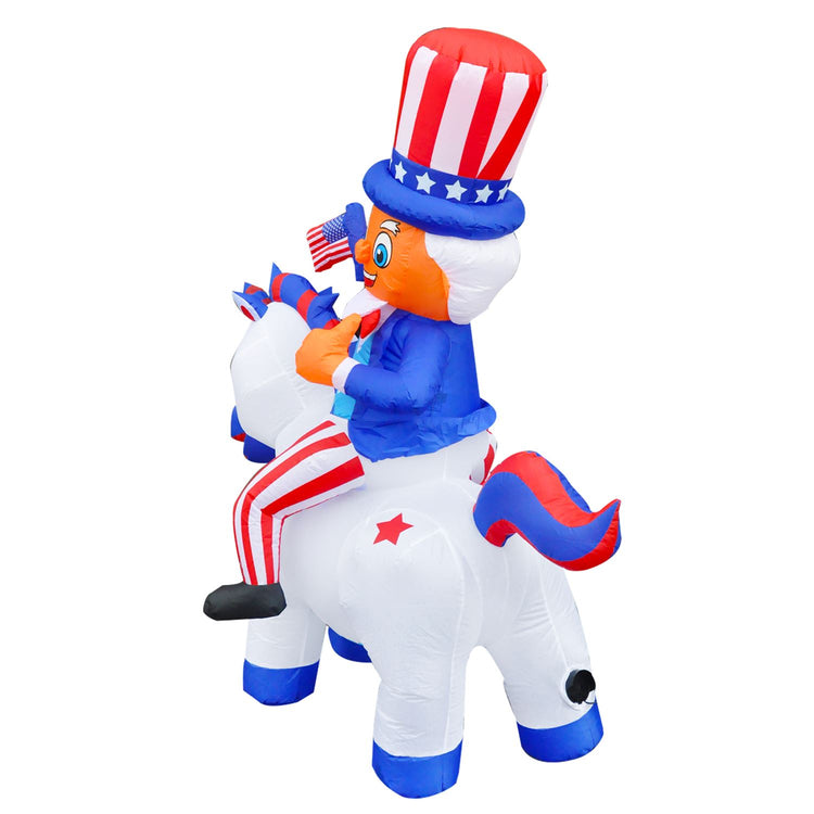 5Ft SeasonBlow Inflatable Independence Day Uncle Sam Rides A Unicorn.