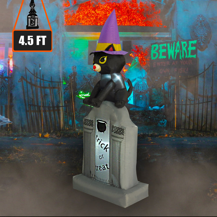 4.5 Ft Seasonblow Inflatable Halloween cat on tombstone