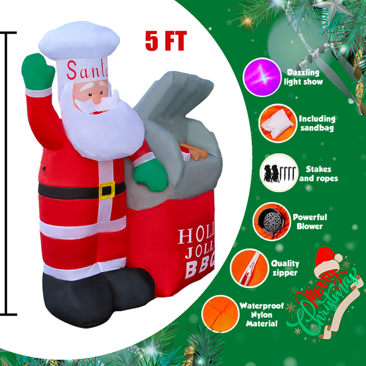 5Ft Seasonblow Inflatable Christmas Santa Barbecue