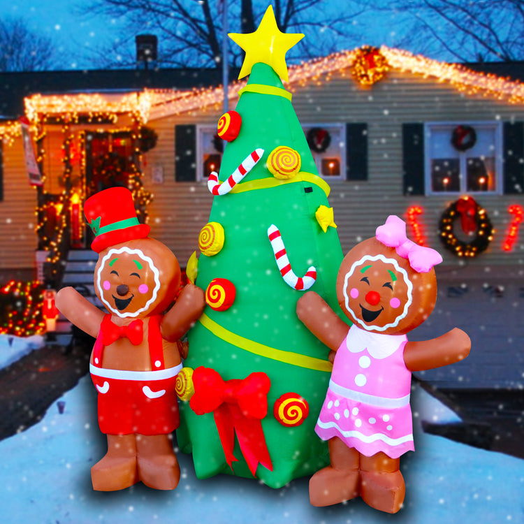 7Ft Seasonblow Inflatable Christmas Gingerbread Man Family