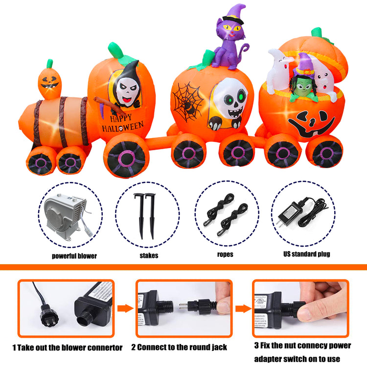 9Ft Seasonblow Inflatable Halloween Pumpkin Train