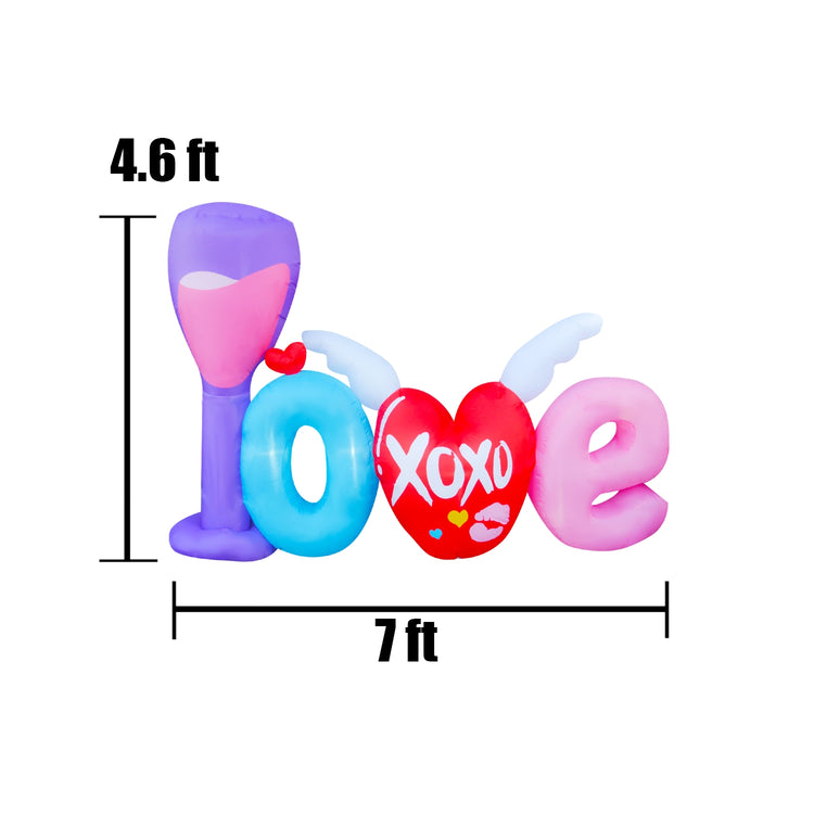 7Ft SeasonBlow Inflatable Valentine's Day Wine Glass Love Heart.