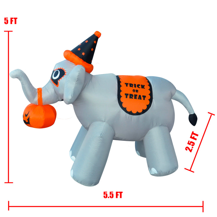 5 Ft Seasonblow Inflatable Halloween little elephant trunk hanging pumpkin