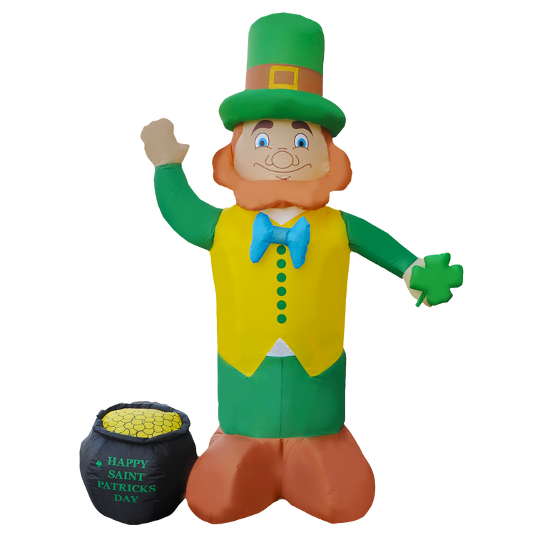 7Ft Seasonblow Inflatable St. Patrick with a purse.