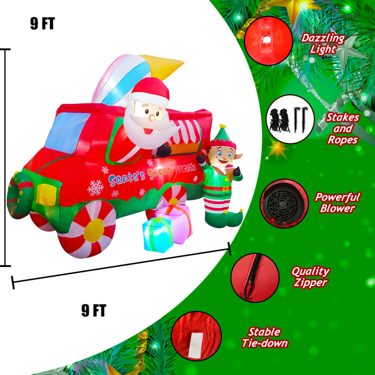 9 ft Inflatable Christmas Christmas Ice Cream Truck Decoration LED Lighted for Lawn Yard