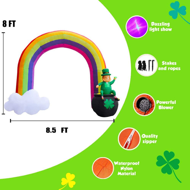 8Ft Seasonblow Inflatable St. Patrick's Rainbow Arch
