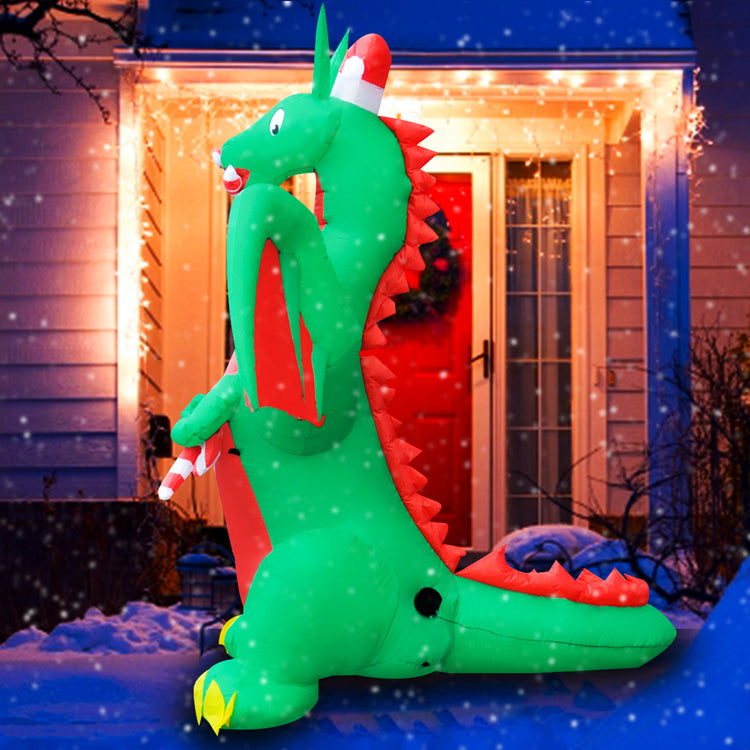 10Ft Seasonblow Inflatable Christmas Dragon Bite Candy Bar