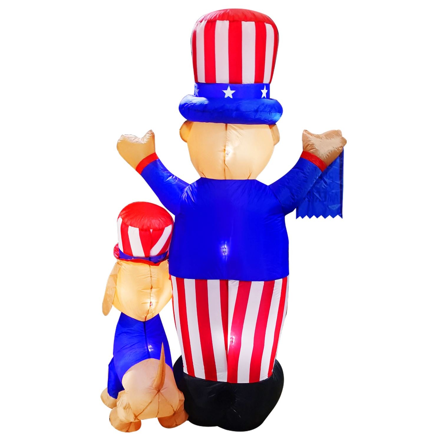 7Ft Seasonblow Inflatable Independence Day Uncle Sam With Dog.