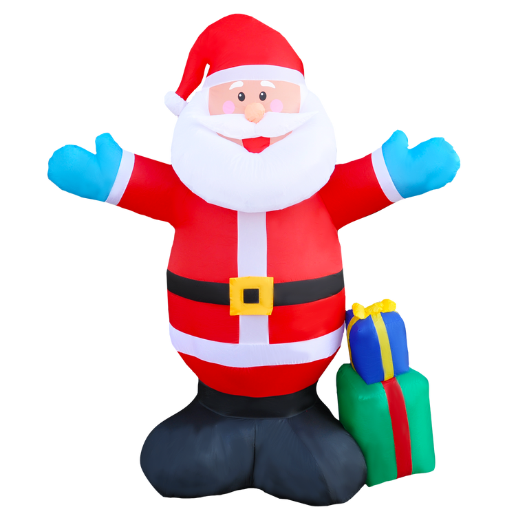 8Ft Seasonblow Inflatable Christmas Blue Glove Santa Claus