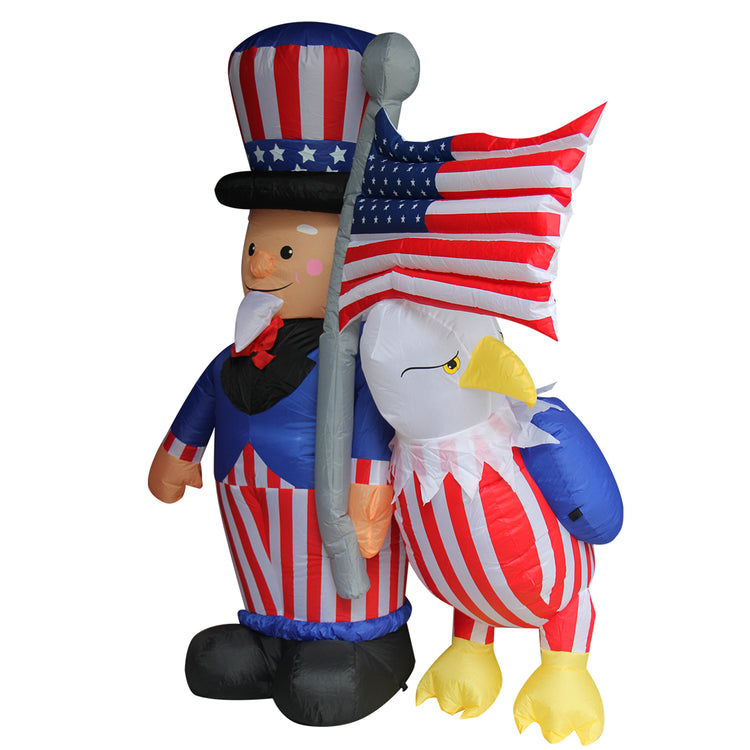 6Ft SeasonBlow Inflatable Independence Day Uncle Sam and the Eagles