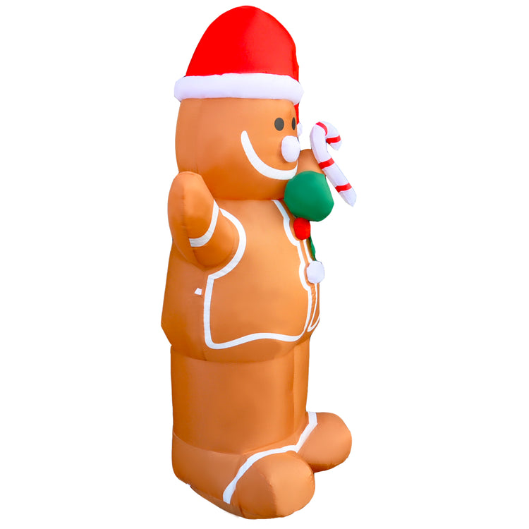 6Ft Seasonblow Inflatable Christmas Gingerbread Man Holding Candy Bar