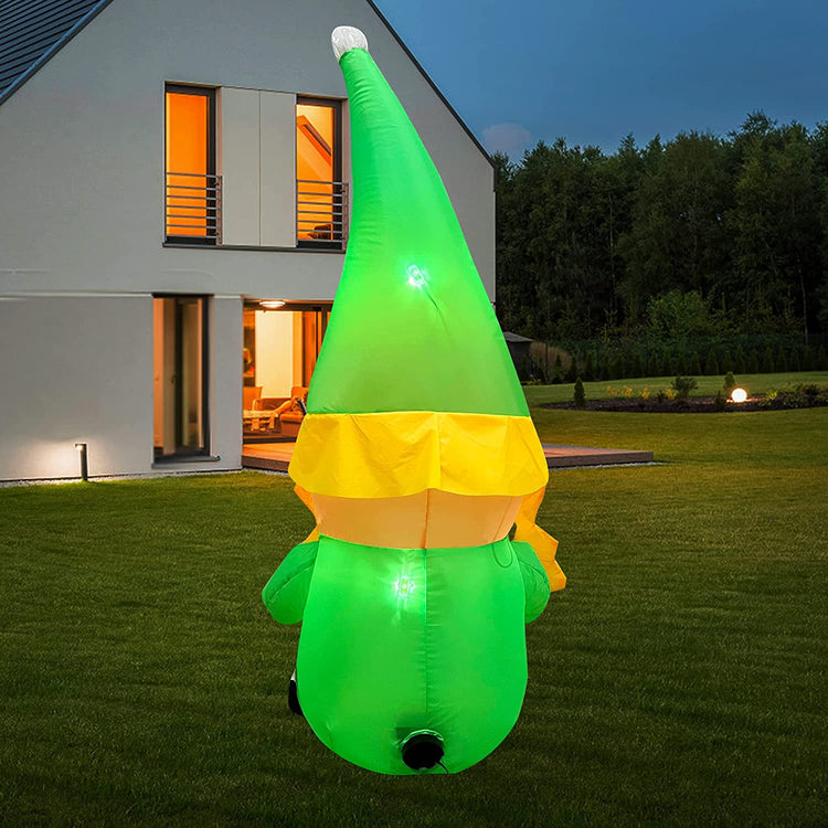 4 Ft Inflatable St. Patrick's Day Gnome Leprechaun Holding a Pot of Gold LED Light Up Decoration for Home Yard Lawn Garden Indoor Outdoor