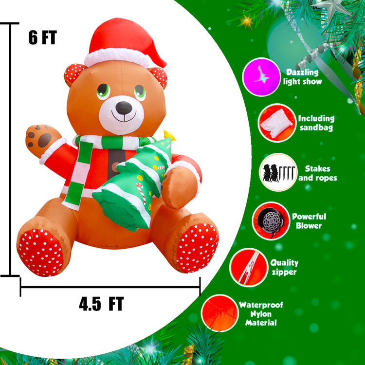 6Ft SeasonBlow Inflatable Christmas Teddy Bear