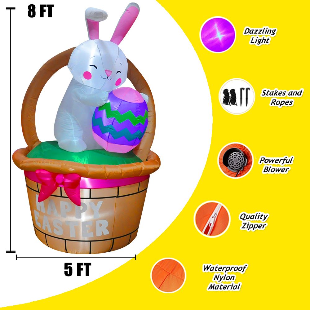 Seasonblow 8Ft Easter Inflatable Big Cup Rabbit.