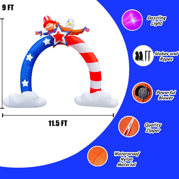 11.5Ft SeasonBlow Inflatable Independence Day Arch.