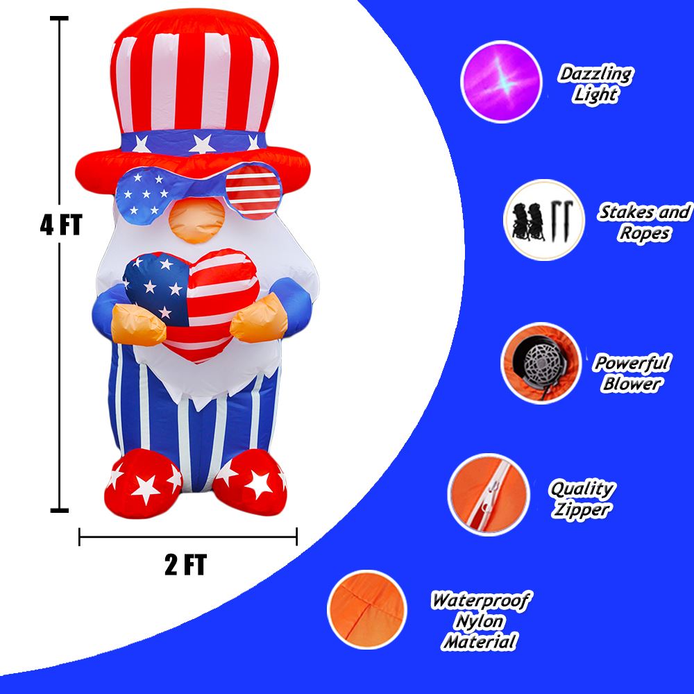 4Ft Seasonblow Inflatable Independence Day Dwarf.
