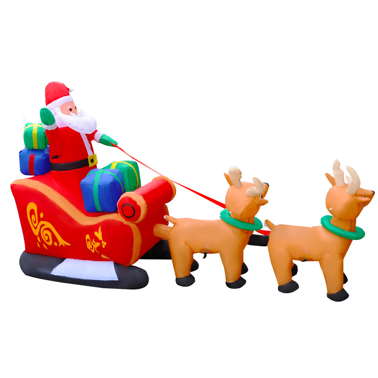 8Ft SeasonBlow Inflatable Christmas Double Deer Sleigh Carrying Gift Box