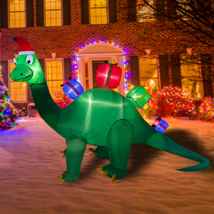 11 FT SeasonBlow Inflatable Christmas Brachiosaurus Gift Box