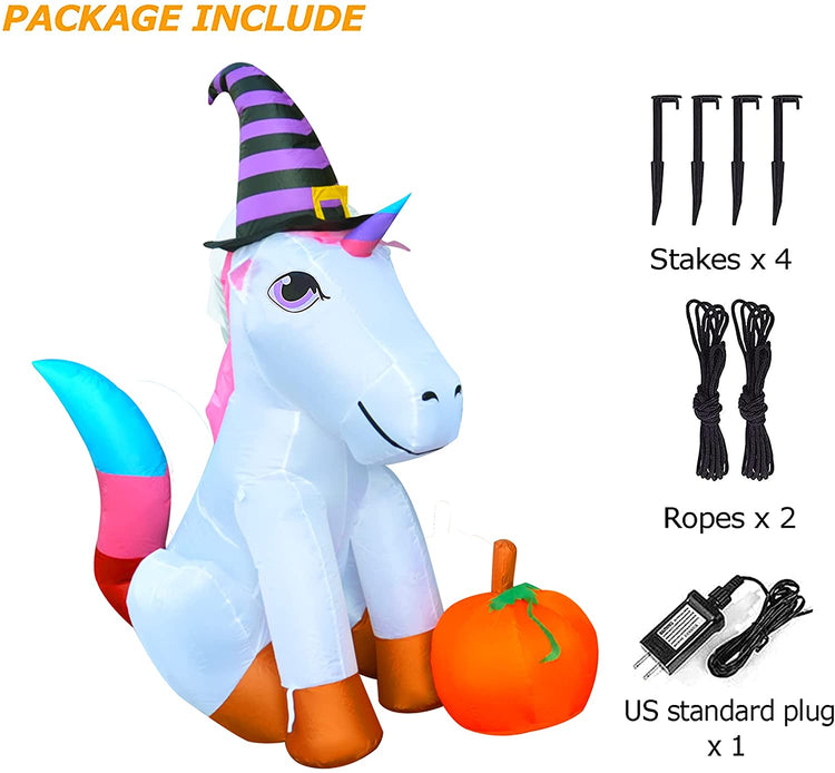 5Ft Seasonblow Halloween Inflatables Unicorn Pumpkin